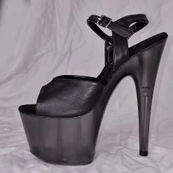 PLEASER ADORE-709T BLACK MATTE TINTED 7 INCH HIGH HEEL PLATFORM SHOES SALE SIZE 7