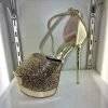 SHOES OF HOLLYWOOD GOLD GLITTER GOLD 6 INCH TWIST HIGH HEEL PLATFORM SHOES SALE