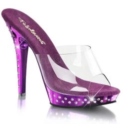 FABULICIOUS LIP-101 PURPLE CHROME RHINESTONE 5 INCH HIGH HEEL SHOES SIZE 7 SALE