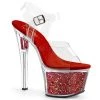 PLEASER SKY-08GF RED GLITTER FILLED 7 INCH HIGH HEEL PLATFORM SHOES SIZE 7