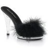 FABULICIOUS FLAIR-401F BLACK MARABOU FEATHER 4.5 INCH HIGH HEEL SHOES