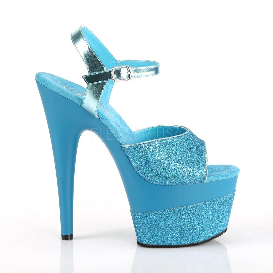 PLEASER ADORE-709-2G TURQUOISE 7 INCH HIGH HEEL PLATFORM SHOES SIZE 7
