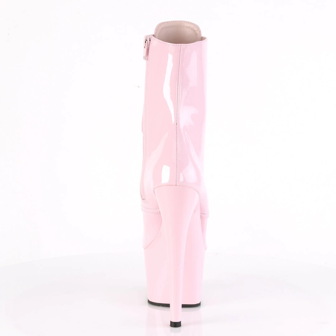 PLEASER ADORE-1020 BABY PINK 7 INCH HIGH HEEL ANKLE BOOTS