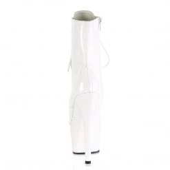 PLEASER ADORE-1020 SHINY WHITE 7 INCH HIGH HEEL ANKLE BOOTS