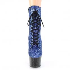PLEASER ADORE-1020MG BLUE MULTI GLITTER 7 INCH HIGH HEEL ANKLE BOOTS