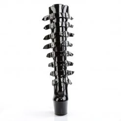 PLEASER ADORE-2043 BLACK GOTH BUCKLE KNEE HIGH BOOTS