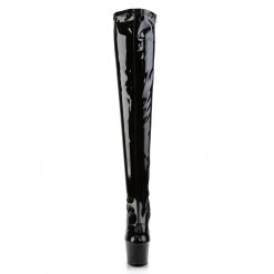 PLEASER ADORE-3000 BLACK SHINY 7 INCH THIGH HIGH BOOTS