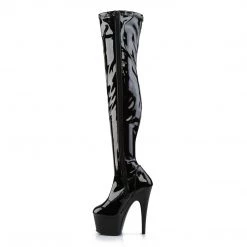 PLEASER ADORE-3000 BLACK SHINY 7 INCH THIGH HIGH BOOTS