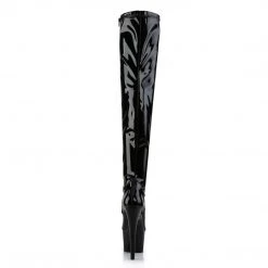 PLEASER ADORE-3000 BLACK SHINY 7 INCH THIGH HIGH BOOTS