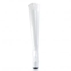 PLEASER ADORE-3000 SHINY WHITE 7 INCH THIGH HIGH BOOTS