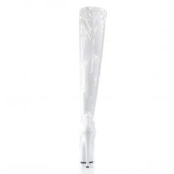 PLEASER ADORE-3000 SHINY WHITE 7 INCH THIGH HIGH BOOTS