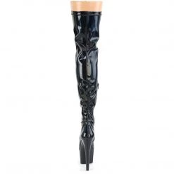 PLEASER ADORE-3000HWR BLACK HOLOGRAPHIC 7 INCH THIGH HIGH BOOTS