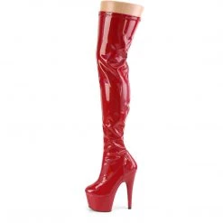 PLEASER ADORE-3000HWR RED HOLOGRAPHIC 7 INCH THIGH HIGH BOOTS