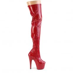 PLEASER ADORE-3000HWR RED HOLOGRAPHIC 7 INCH THIGH HIGH BOOTS