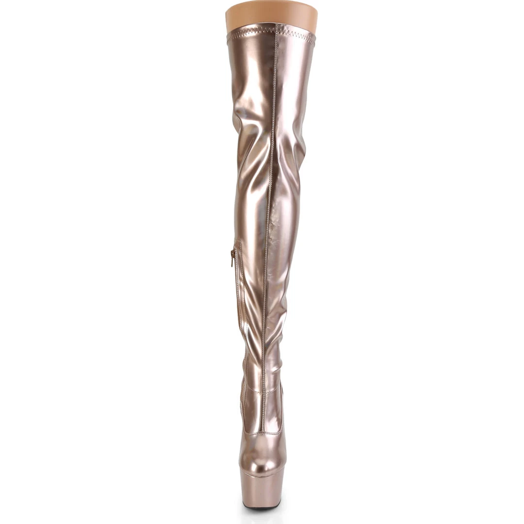PLEASER ADORE-3000HWR ROSE GOLD 7 INCH THIGH HIGH BOOTS