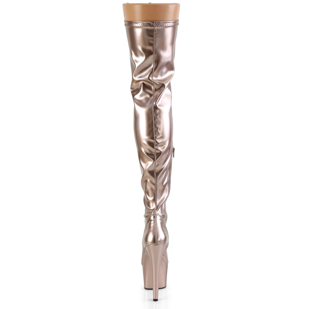 PLEASER ADORE-3000HWR ROSE GOLD 7 INCH THIGH HIGH BOOTS