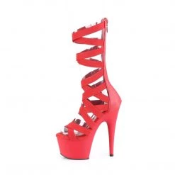 PLEASER ADORE-700-48 RED GLADIATOR 7 INCH HIGH HEEL STRAPPY PLATFORM SHOES SIZE 6