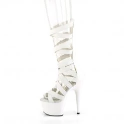 PLEASER ADORE-700-48 WHITE GLADIATOR 7 INCH HIGH HEEL STRAPPY PLATFORM SHOES SIZE 8
