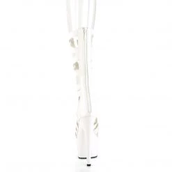 PLEASER ADORE-700-48 WHITE GLADIATOR 7 INCH HIGH HEEL STRAPPY PLATFORM SHOES SIZE 8