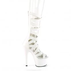 PLEASER ADORE-700-48 WHITE GLADIATOR 7 INCH HIGH HEEL STRAPPY PLATFORM SHOES SIZE 8