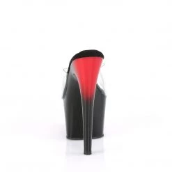 PLEASER ADORE-701BR RED BLACK 7 INCH HIGH HEEL PLATFORM SHOES SIZE 8