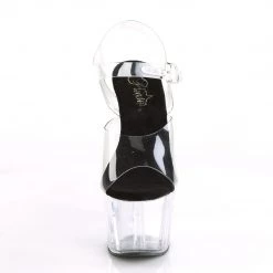 PLEASER ADORE-708 CLEAR 7 INCH HIGH HEEL PLATFORM SHOES Black Sole