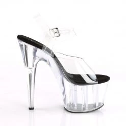 PLEASER ADORE-708 CLEAR 7 INCH HIGH HEEL PLATFORM SHOES Black Sole