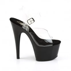 PLEASER ADORE-708 BLACK CLEAR 7 INCH HIGH HEEL PLATFORM SHOES
