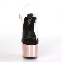 PLEASER ADORE-708 CLEAR ROSE GOLD CHROME 7 INCH HIGH HEEL PLATFORM SHOES SIZE 10