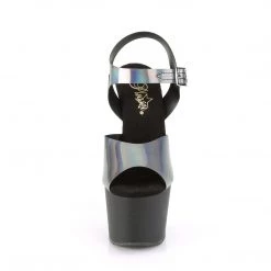 PLEASER ADORE-708N-DT PEWTER HOLOGRAM 7 INCH HIGH HEEL PLATFORM SHOES SIZE 8