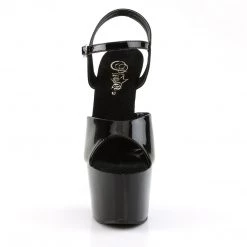 PLEASER ADORE-709 BLACK SHINY 7 INCH HIGH HEEL PLATFORM SHOES