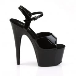 PLEASER ADORE-709 BLACK SHINY 7 INCH HIGH HEEL PLATFORM SHOES