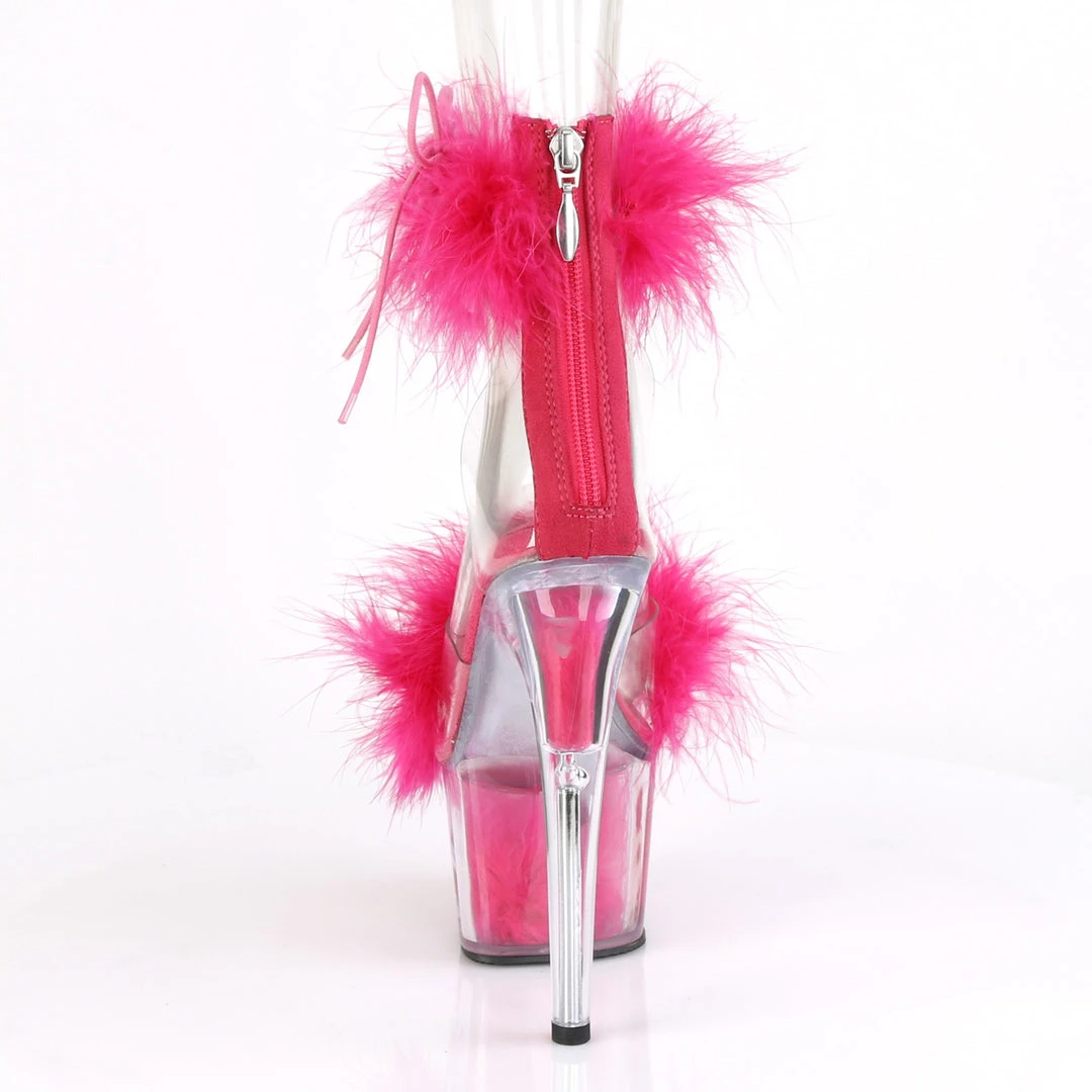 PLEASER ADORE-724F HOT PINK MARABOU HIGH HEEL PLATFORM SHOES SIZE 9