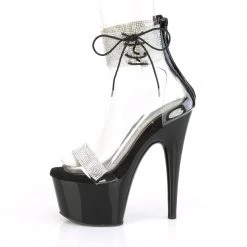 PLEASER ADORE-727RS BLACK RHINESTONE CUFF 7 INCH HIGH HEEL PLATFORM SHOES SIZE 8