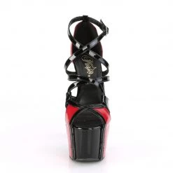 PLEASER ADORE-764 RED BLACK CRISS CROSS STRAPPY 7 INCH HIGH HEEL PLATFORM SHOES SIZE 7