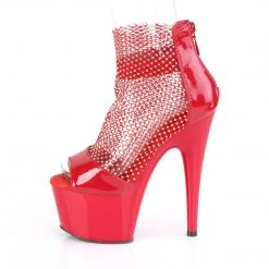 PLEASER ADORE-765 RED RHINESTONE MESH 7 INCH HIGH HEEL PLATFORM SHOES SIZE 7