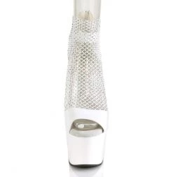 PLEASER ADORE-765RM WHITE MESH 7 INCH HIGH HEEL PLATFORM SHOES SIZE 8