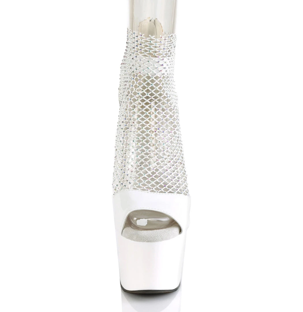 PLEASER ADORE-765RM WHITE MESH 7 INCH HIGH HEEL PLATFORM SHOES SIZE 8