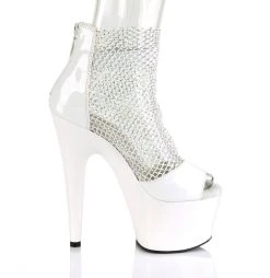 PLEASER ADORE-765RM WHITE MESH 7 INCH HIGH HEEL PLATFORM SHOES SIZE 8
