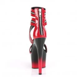PLEASER ADORE-766 RED BLACK ZIPPER STRAPPY 7 INCH HIGH HEEL PLATFORM SHOES SIZE 8
