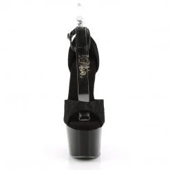 PLEASER ADORE-768 BLACK SATIN LACE 7 INCH HIGH HEEL PLATFORM SHOES SIZE 7