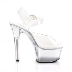 PLEASER ASPIRE-608 CLEAR 6 INCH HIGH HEEL PLATFORM SHOES