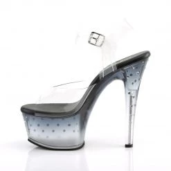 PLEASER ASPIRE-608 STARDUST VLEAR SMOKEY 6 INCH HIGH HEEL PLATFORM SHOES SIZE 10
