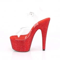 PLEASER BEJEWELED-708DM RED RHINESTONE 7 INCH HIGH HEEL PLATFORM SHOES SIZE 7