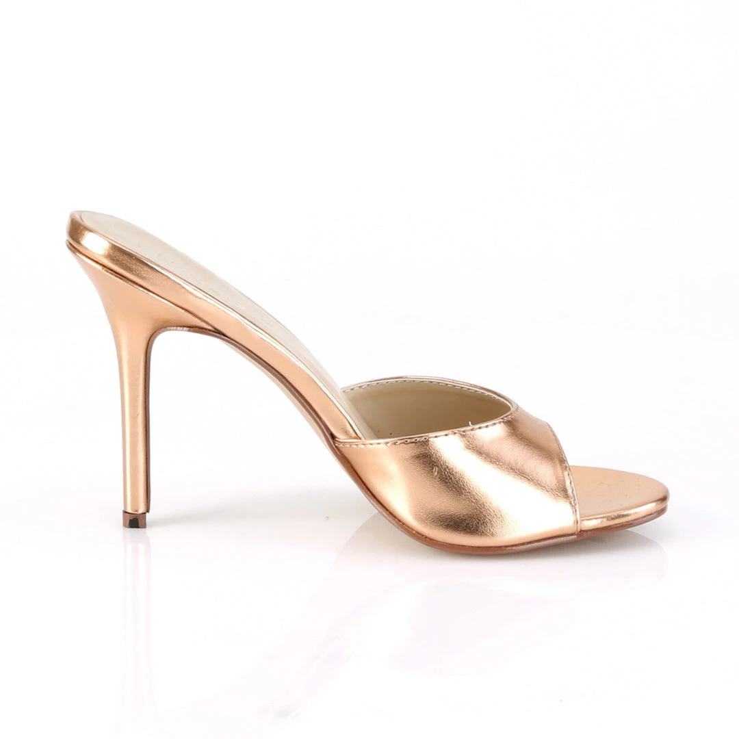 PLEASER CLASSIQUE-01 ROSE GOLD 4 INCH HIGH HEEL SINGLE SOLE SHOES SIZE 7