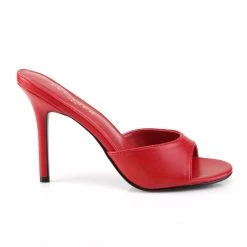 PLEASER CLASSIQUE-01 RED MATTE 4 INCH MULE SLIDE HIGH HEEL SINGLE SOLE SHOES SIZE 9