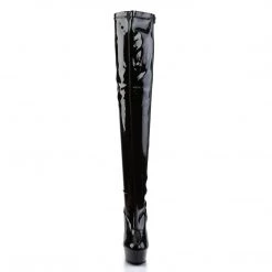 PLEASER DELIGHT-3000 BLACK SHINY 6 INCH THIGH HIGH BOOTS