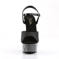 PLEASER DELIGHT-609-5G BLACK GLITTER 6 INCH HIGH HEEL PLATFORM SHOES SIZE 7
