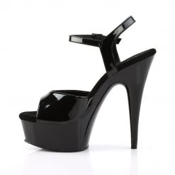 PLEASER DELIGHT-609 BLACK SHINY 6 INCH HIGH HEEL PLATFORM SHOES