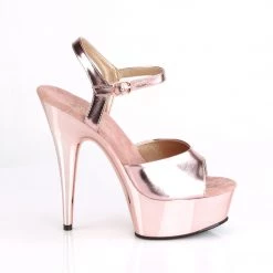PLEASER DELIGHT-609 ROSE GOLD CHROME 6 INCH HIGH HEEL PLATFORM SHOES SIZE 7